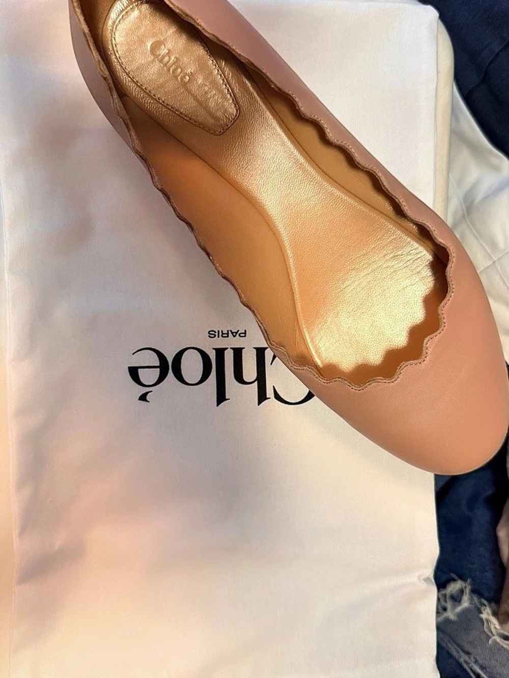 Chloé Lauren Scalloped Ballet Flat Scalloped Ballet Flats Brown EU 37